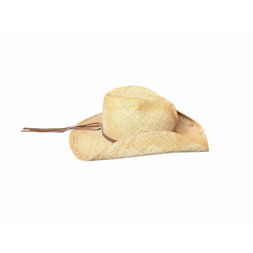 Dorfman Pacific Raffia Cowboy Hat Natural Straw Western Wide Brim L XL - Picture 5 of 16